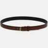 Source Unknown Clothing-Croc-Effect Belt, Brown