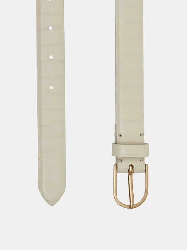 Source Unknown Accessories-Croc-Effect Belt, Ivory