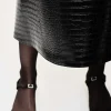 Source Unknown Bottoms-Croc-Embossed Midi Skirt, Black