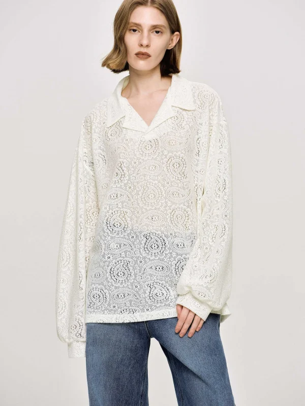 Source Unknown Accessories-Crochet Collar Top, Ivory