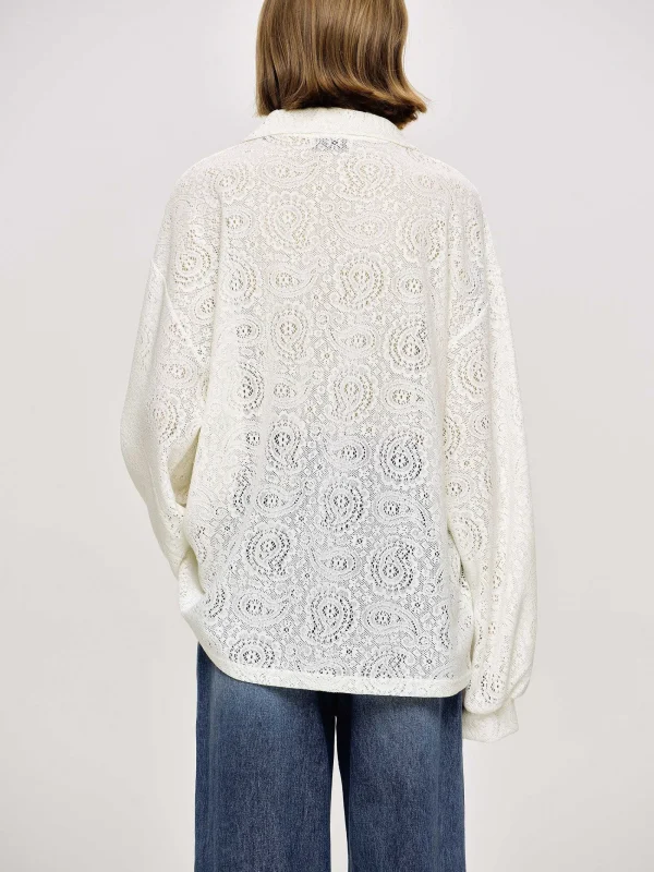 Source Unknown Accessories-Crochet Collar Top, Ivory