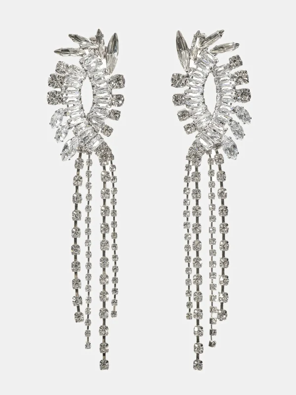 Source Unknown Clothing-Crystal Drop Earrings, Silver