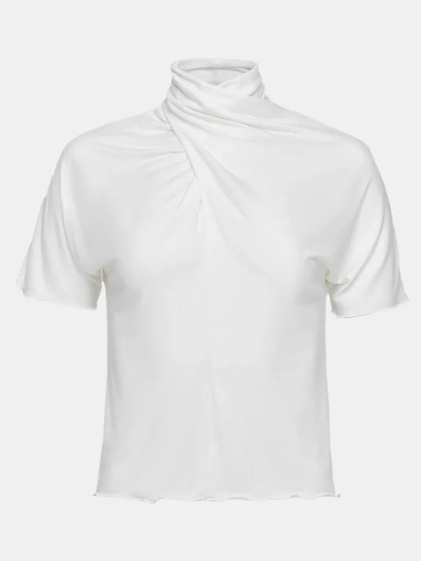 Source Unknown Tops-Daye Cross Neck T-Shirt, White