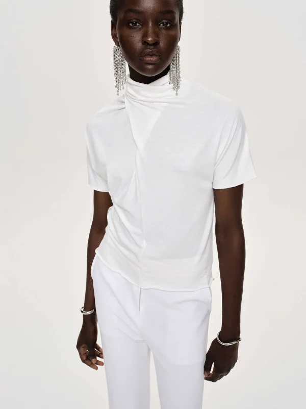 Source Unknown Clothing-Daye Cross Neck T-Shirt, White