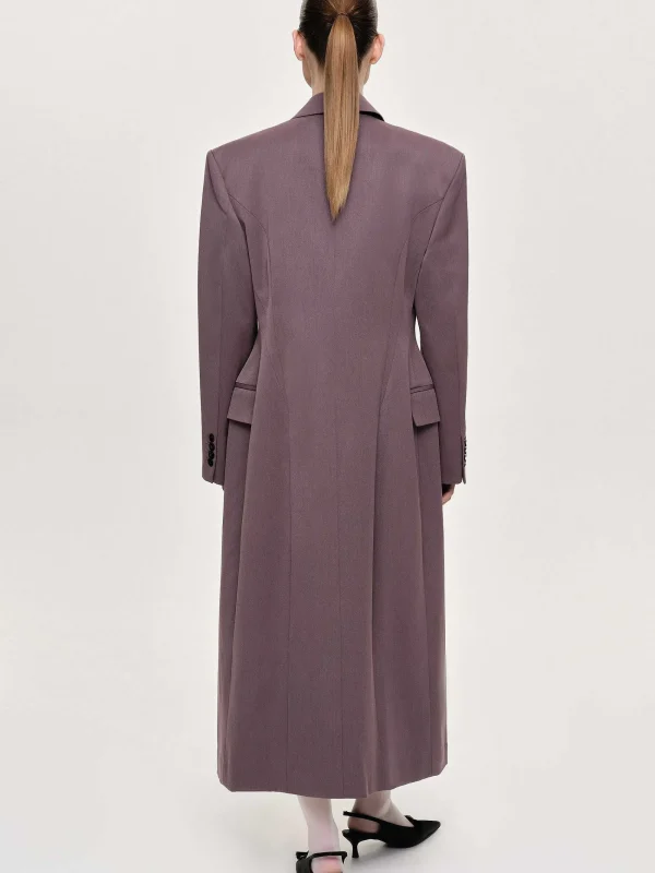 Source Unknown Clothing-Delphina Long Hourglass Coat, Mauve Grey