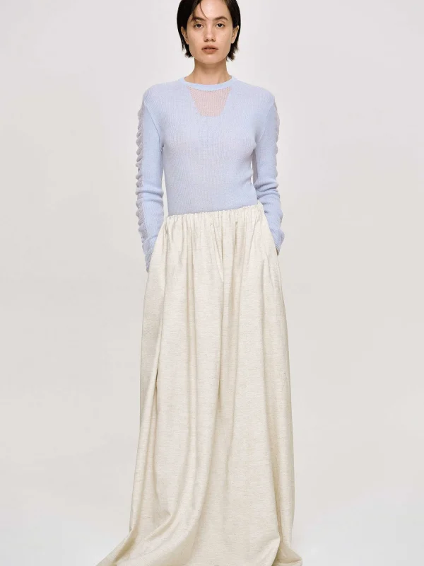 Source Unknown Clothing-Dhanila Floor-Length Linen Skirt, Natural