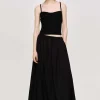 Source Unknown Clothing-Dhanila Floor-Length Linen Skirt, Black