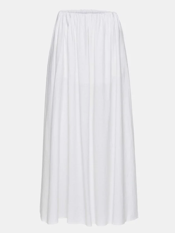 Source Unknown Bottoms-Dhanila Floor-Length Linen Skirt, Optic White