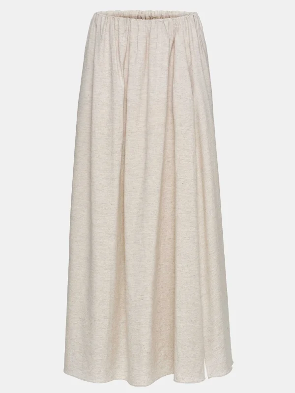 Source Unknown Bottoms-Dhanila Floor-Length Linen Skirt, Natural