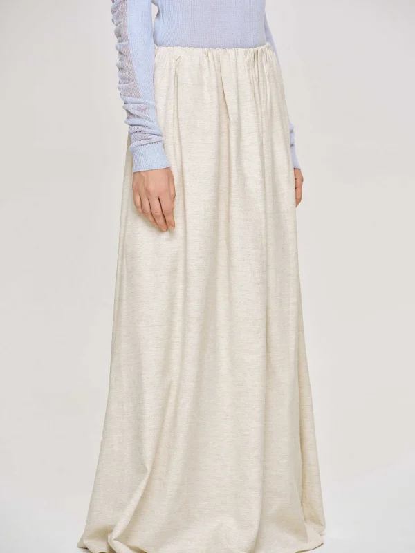 Source Unknown Bottoms-Dhanila Floor-Length Linen Skirt, Natural