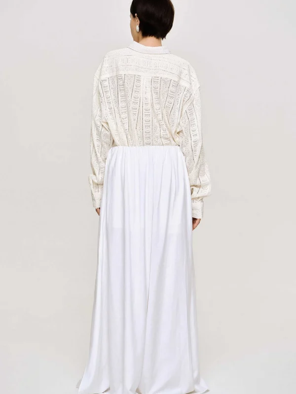 Source Unknown Clothing-Dhanila Floor-Length Linen Skirt, Optic White