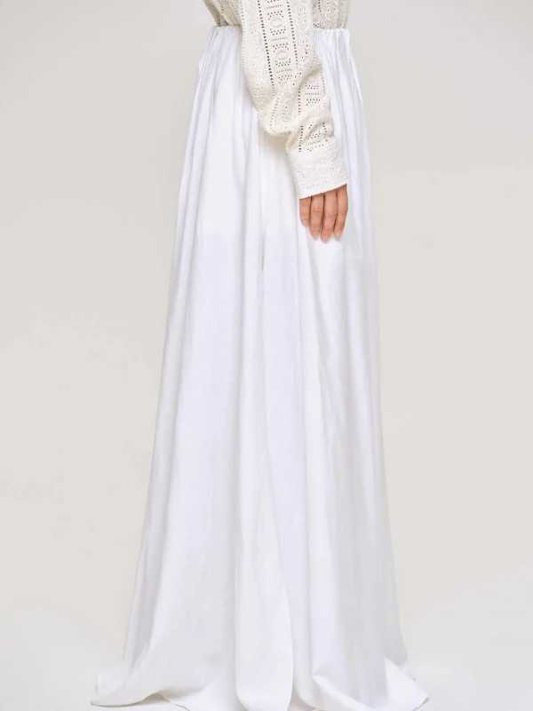 Source Unknown Bottoms-Dhanila Floor-Length Linen Skirt, Optic White