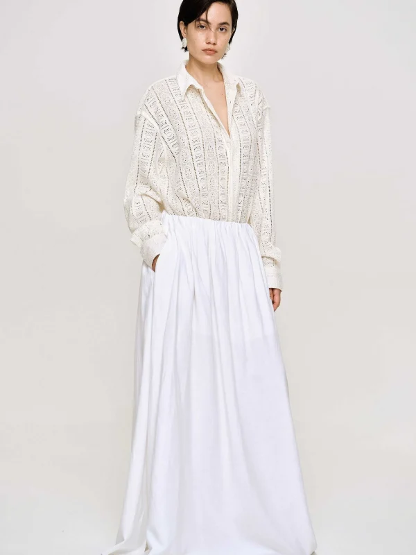 Source Unknown Clothing-Dhanila Floor-Length Linen Skirt, Optic White