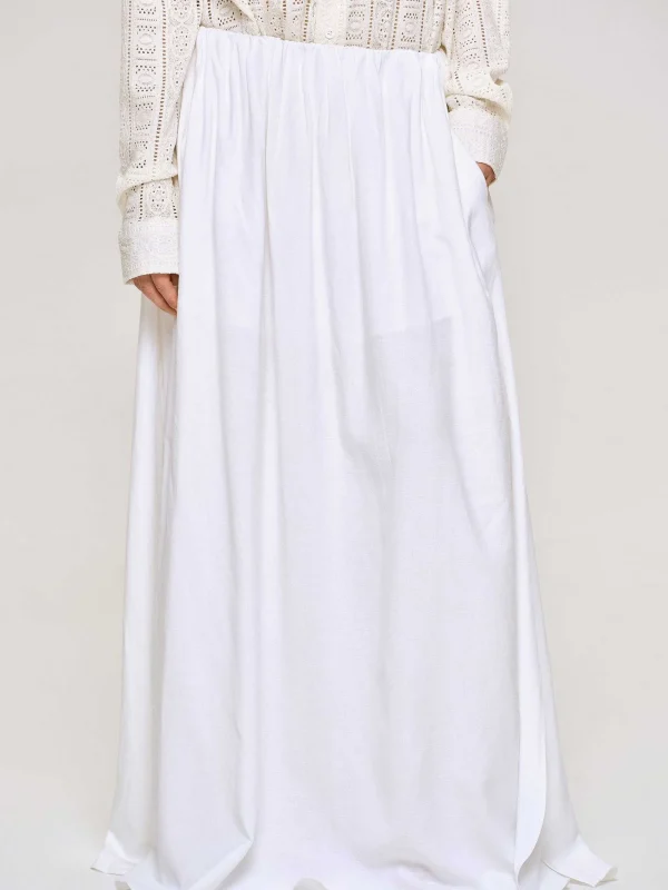 Source Unknown Clothing-Dhanila Floor-Length Linen Skirt, Optic White