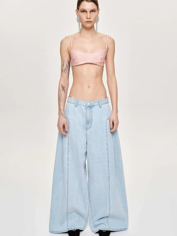 Source Unknown Denim-Double Side Oversized Jeans, Light Blue