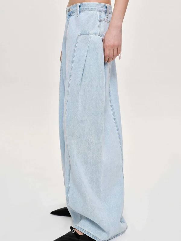 Source Unknown Clothing-Double Side Oversized Jeans, Light Blue