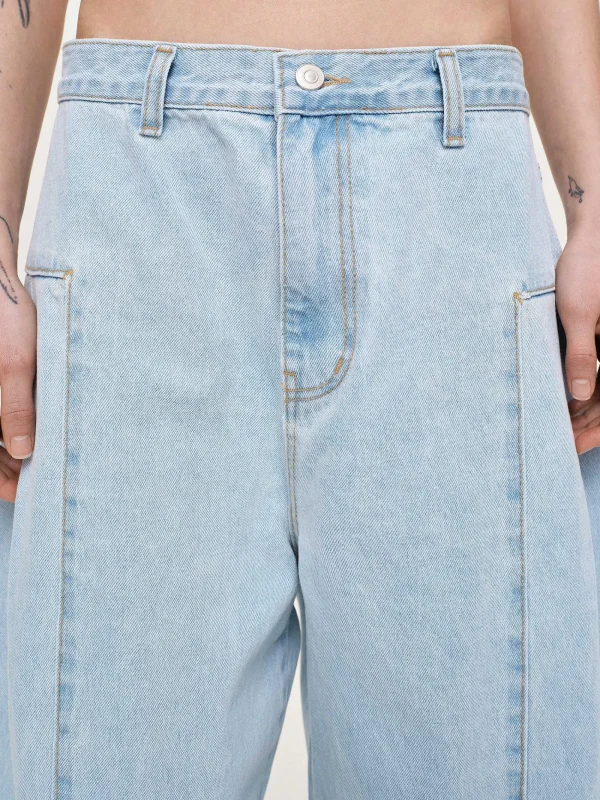 Source Unknown Clothing-Double Side Oversized Jeans, Light Blue