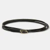 Source Unknown Accessories-Double Thin Leather Belt, Black