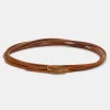 Source Unknown Accessories-Double Thin Leather Belt, Tan