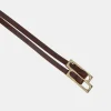 Source Unknown Accessories-Double Thin Leather Belt, Brown