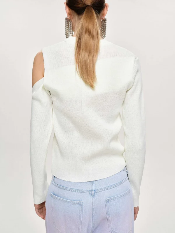 Source Unknown Clothing-Draped Cut-Out Knit, White