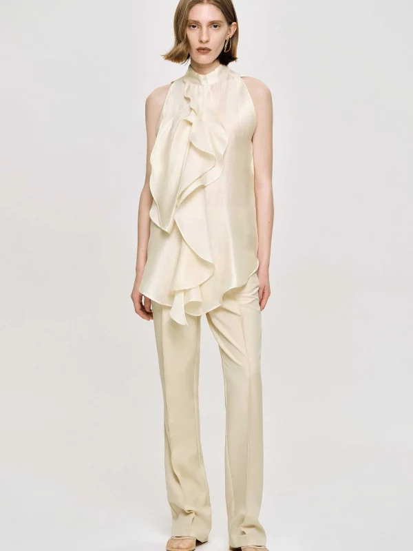 Source Unknown Accessories-Draped Ruffle Top, Champaign