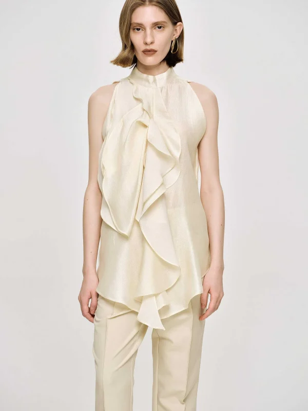 Source Unknown Accessories-Draped Ruffle Top, Champaign