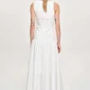 Source Unknown Accessories-Drop Waist Ruched Dress, Off White