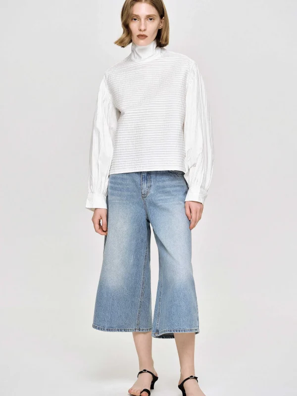 Source Unknown Tops-Erza Volume Blouse, White