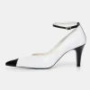 Source Unknown Shoes & Bags-Ester Bicolor Ankle-Strap Heels, White