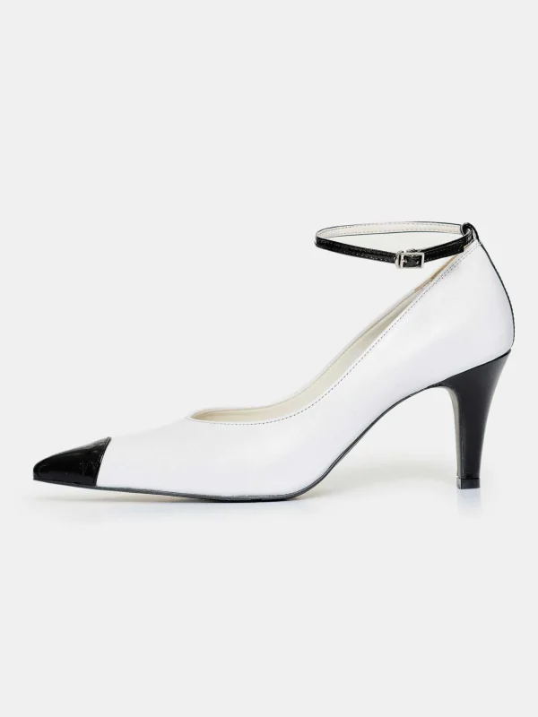 Source Unknown Shoes & Bags-Ester Bicolor Ankle-Strap Heels, White