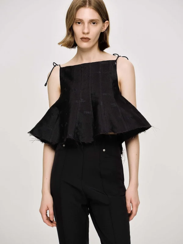 Source Unknown Tops-Extra Cropped Camisole, Black