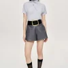 Source Unknown Accessories-Faux Leather Shorts, Fossil Grey