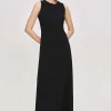 Source Unknown Clothing-Fitted Maxi Dress, Black