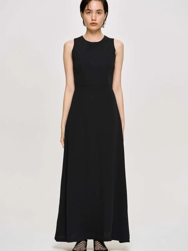 Source Unknown Clothing-Fitted Maxi Dress, Black