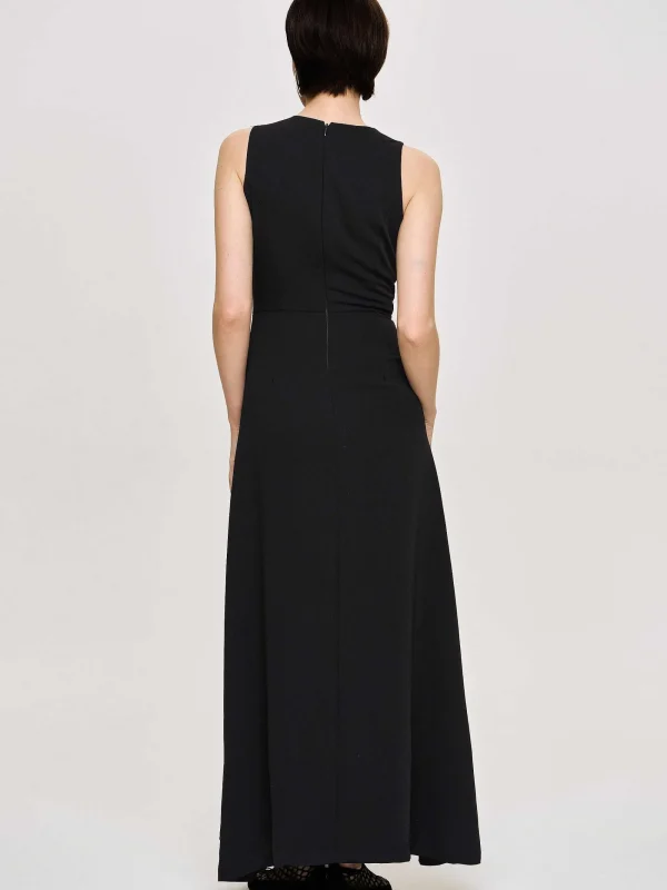 Source Unknown Clothing-Fitted Maxi Dress, Black