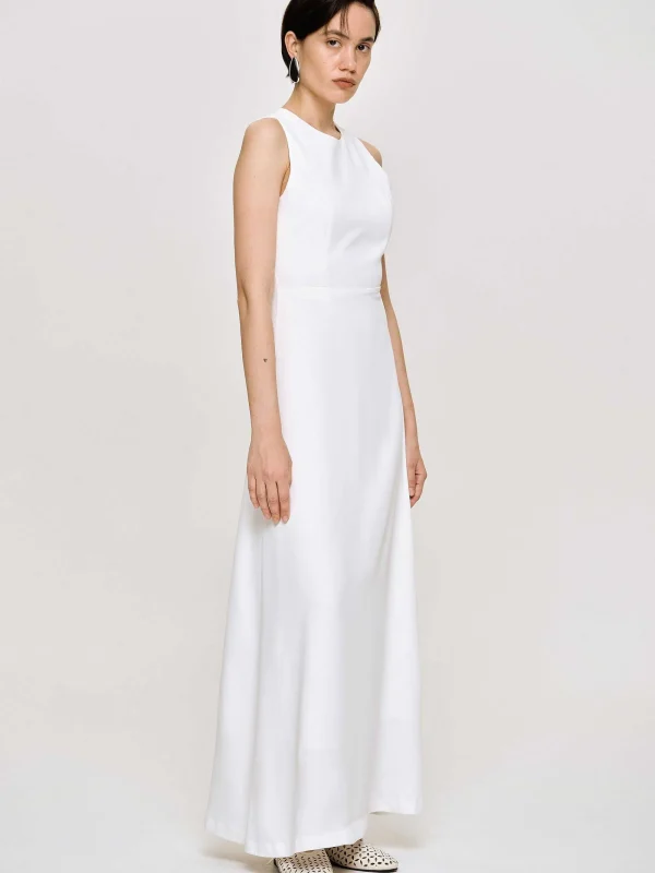 Source Unknown Clothing-Fitted Maxi Dress, White