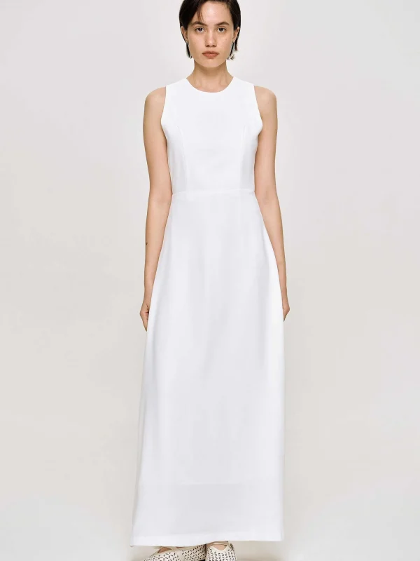 Source Unknown Clothing-Fitted Maxi Dress, White