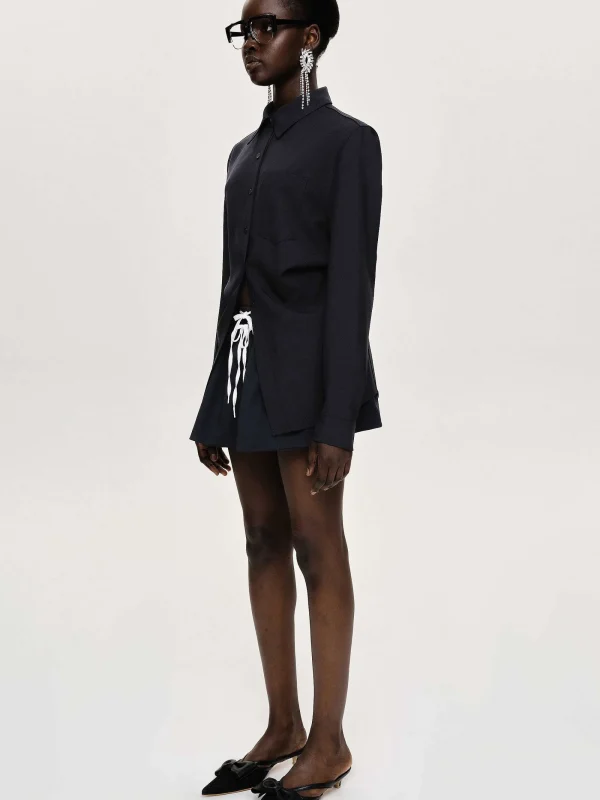 Source Unknown Accessories-Fitted Waist Shirt, Navy