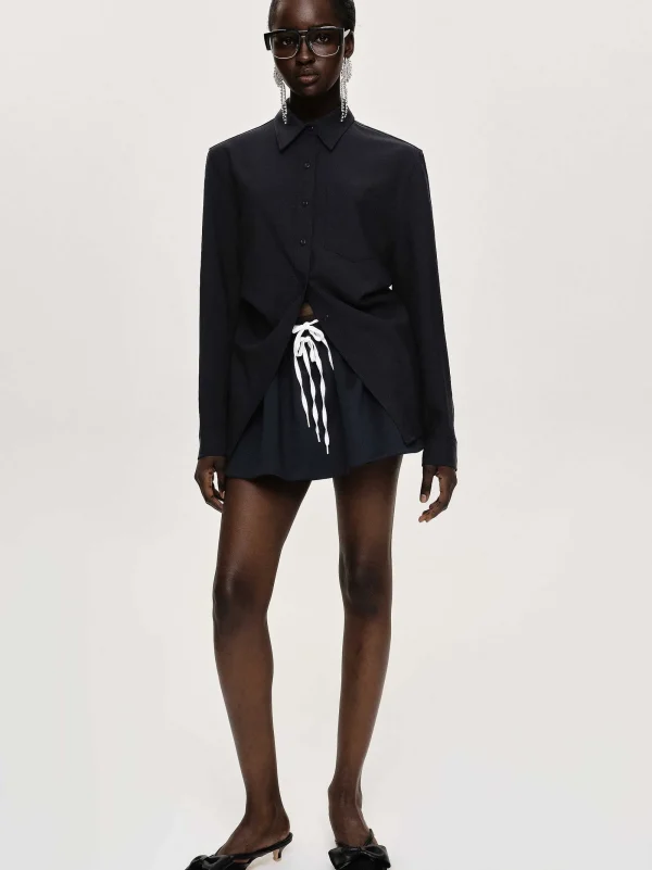 Source Unknown Accessories-Fitted Waist Shirt, Navy