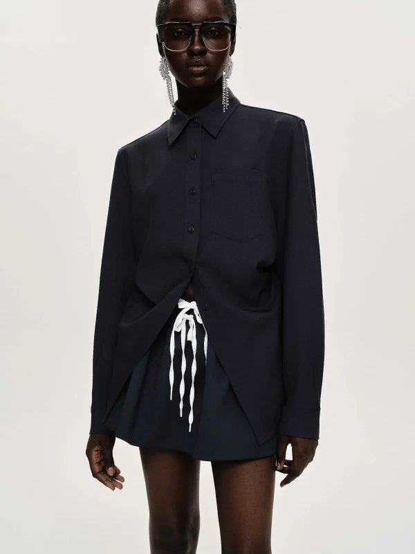 Source Unknown Accessories-Fitted Waist Shirt, Navy