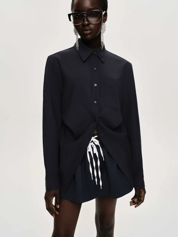 Source Unknown Accessories-Fitted Waist Shirt, Navy