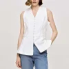 Source Unknown Clothing-Flared Button Vest, White