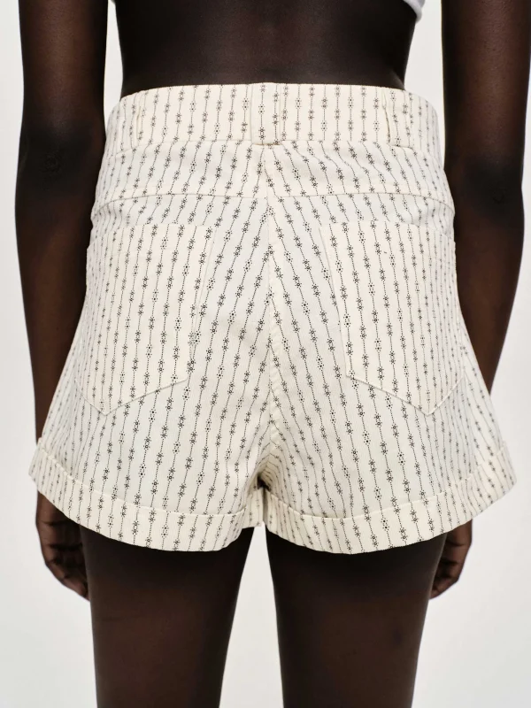 Source Unknown Clothing-Floral Micro Shorts, Ivory