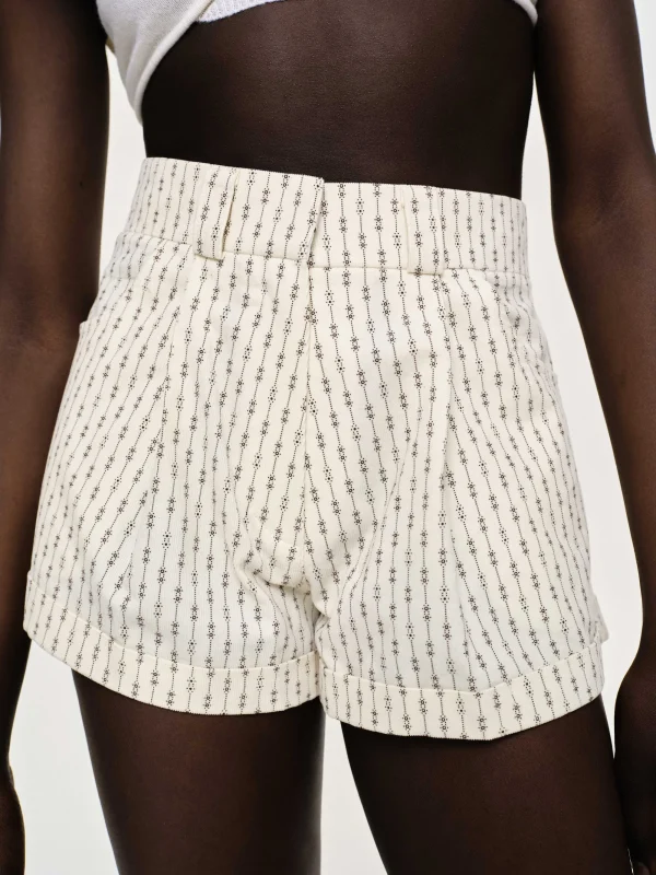 Source Unknown Clothing-Floral Micro Shorts, Ivory