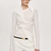 Source Unknown Clothing-Folgore Asymmetric Drape Top, Ivory