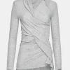 Source Unknown Clothing-Folgore Asymmetric Drape Top, Grey