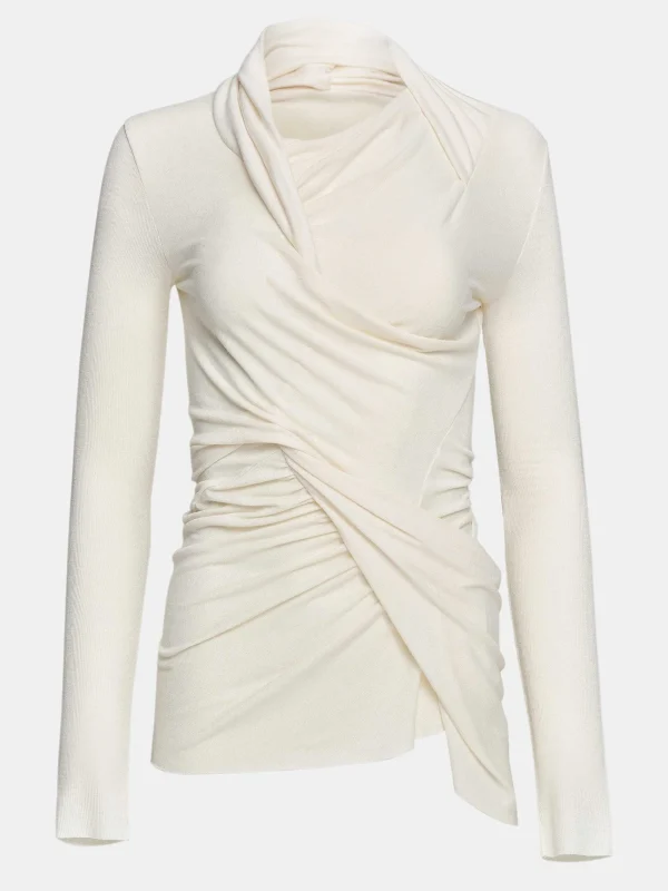 Source Unknown Clothing-Folgore Asymmetric Drape Top, Ivory