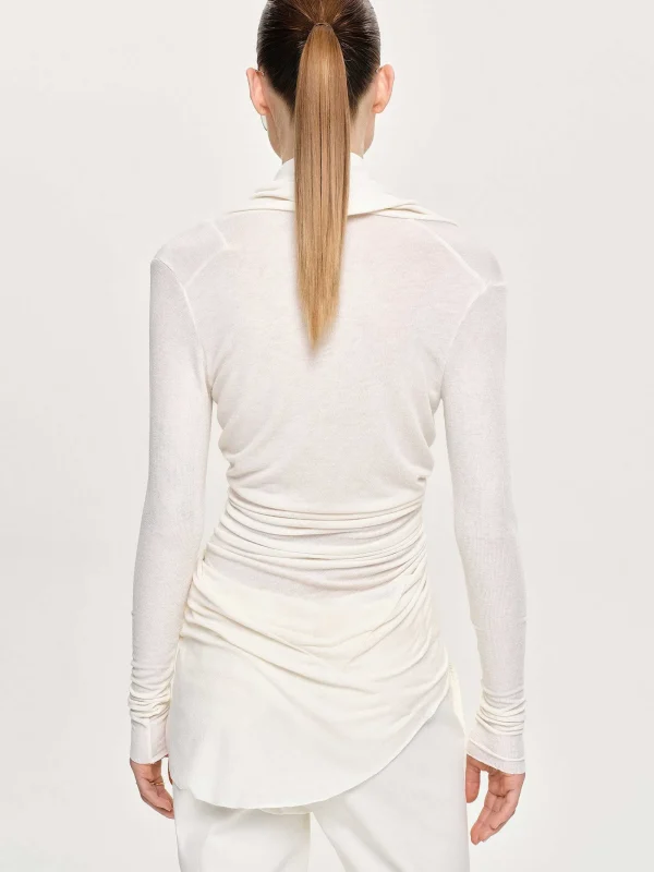 Source Unknown Clothing-Folgore Asymmetric Drape Top, Ivory