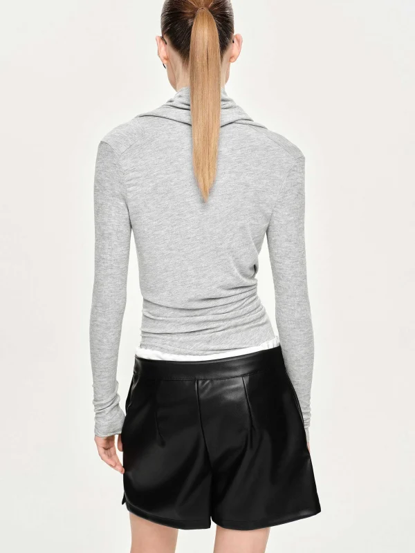 Source Unknown Clothing-Folgore Asymmetric Drape Top, Grey